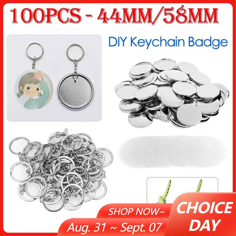 Button Badge Blank - 100 PZ 44mm 58mm Portachiavi Distintivo